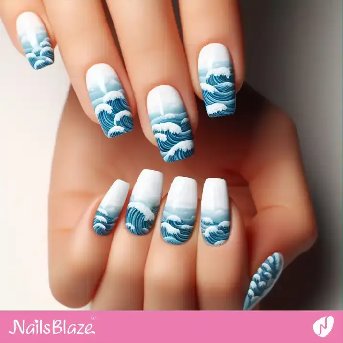 Storm Waves French Nails | Save the Ocean Nails - NB3267